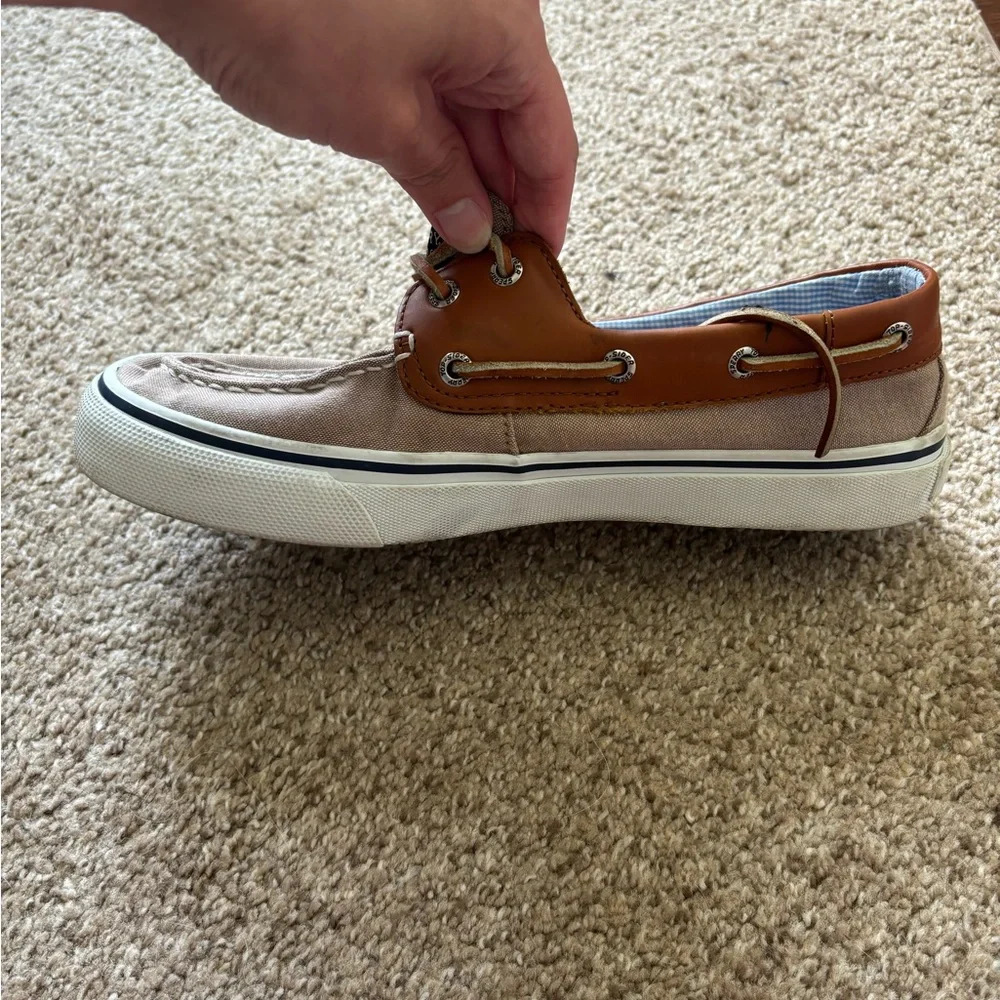 Sperry Two-Tone Brown Canvas & Tan Leather Boat Shoes